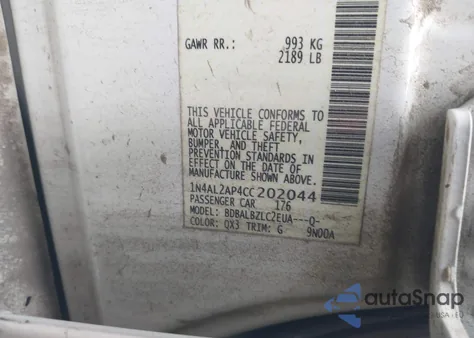 2012 Nissan Altima 2.5 S z USA, uszkodzony, nr VIN 1N4AL2AP4CC202044